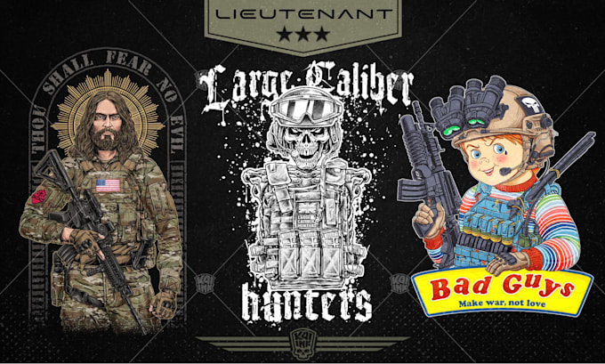 draw tactical themed illustrations for tshirt