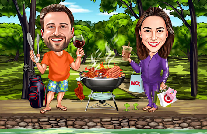 create a digital cartoon caricature or a couple caricature