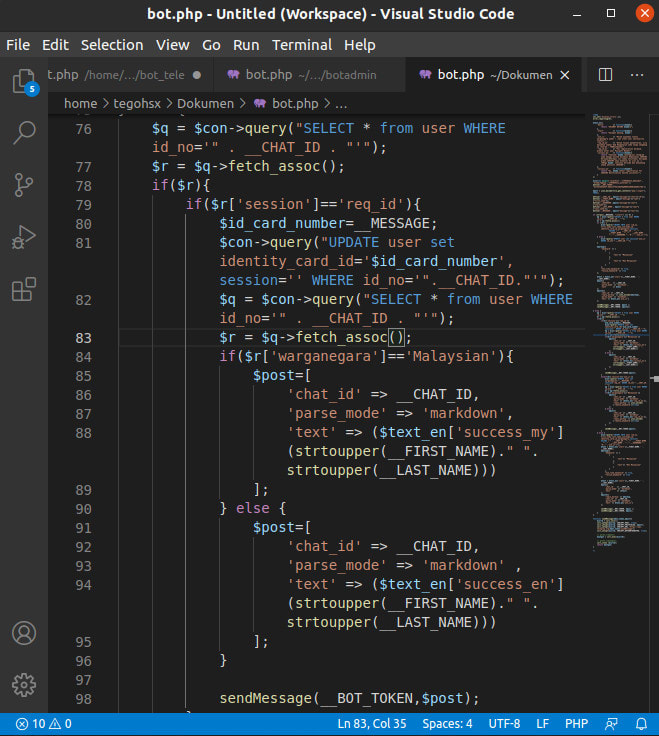 create PHP telegram bot