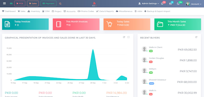 provide advance pos, hrm, crm, payroll modern erp software online