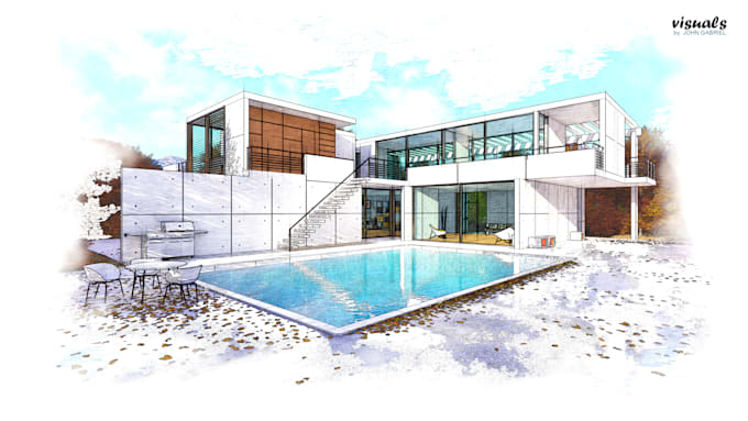 do architecture sketches in high quality