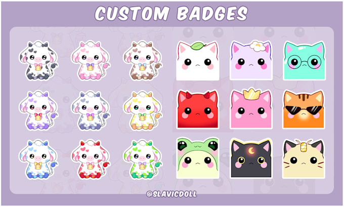 create cute custom twitch sub badges or bit badges