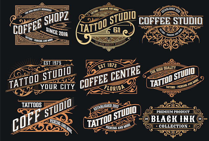do coffee,barber,tattoo,luxury,vintage logo or label