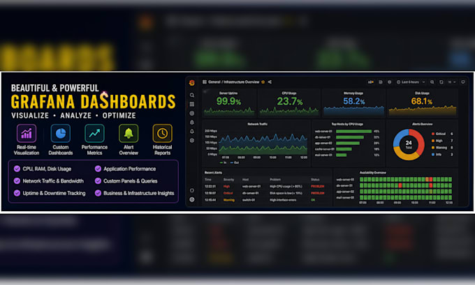 setup zabbix monitoring, ticketing system integration, and grafana dashboards