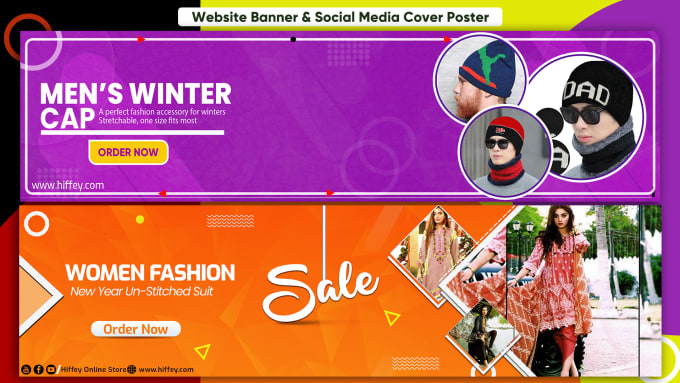 design custom website social media post cover header banner