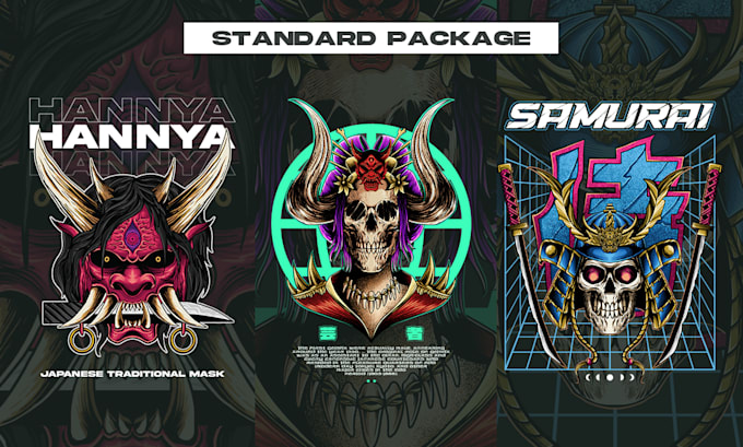 draw japanese art streetwear t shirt design illustration