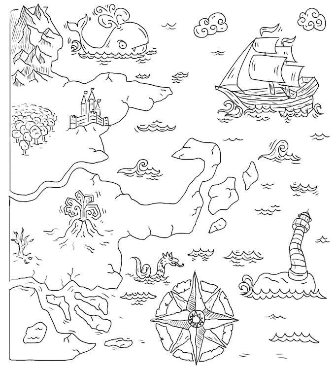 create detailed 2d map illustration for children