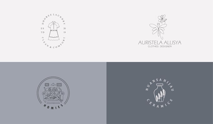 design a refined modern line art, text or badge logo