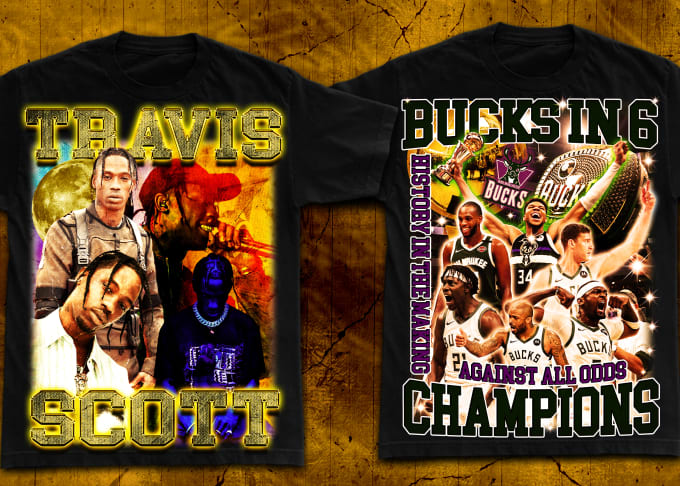 Milwaukee Bucks Vintage NBA Champions 90's Bootleg T-Shirt