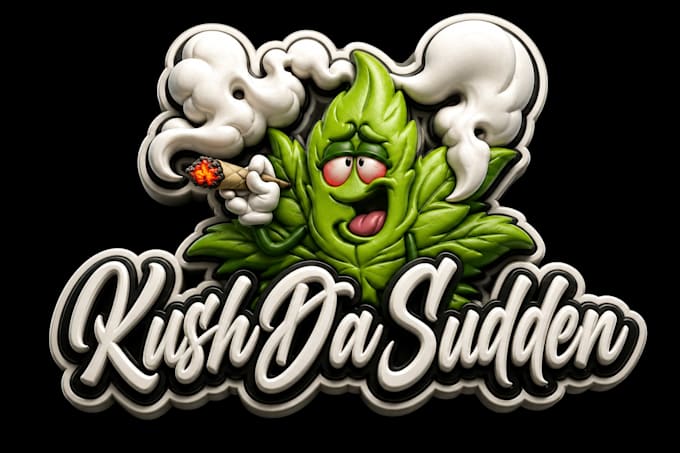 do cannabis kush weed 3d looking mascot logo