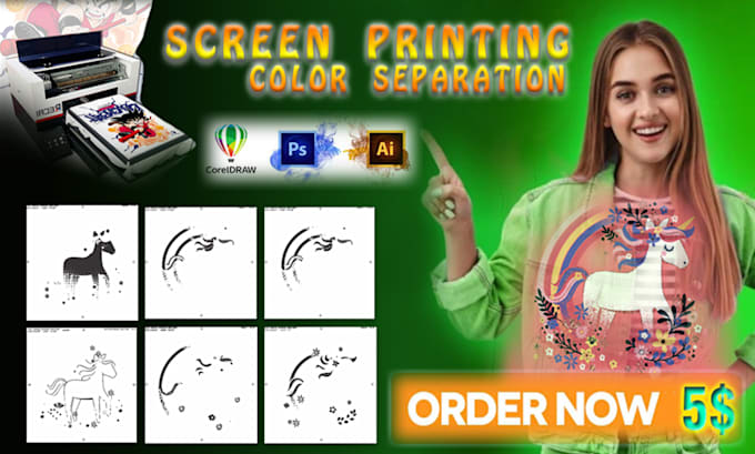professional color separation screen printing vector art t shirt spot color