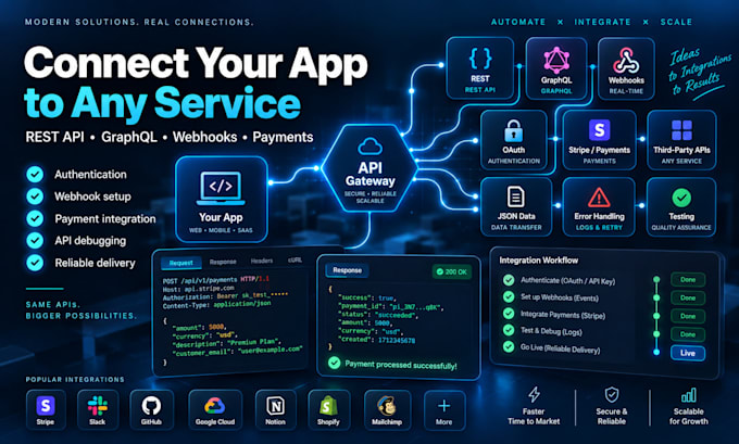 integrate rest apis third party apis webhooks or payment services