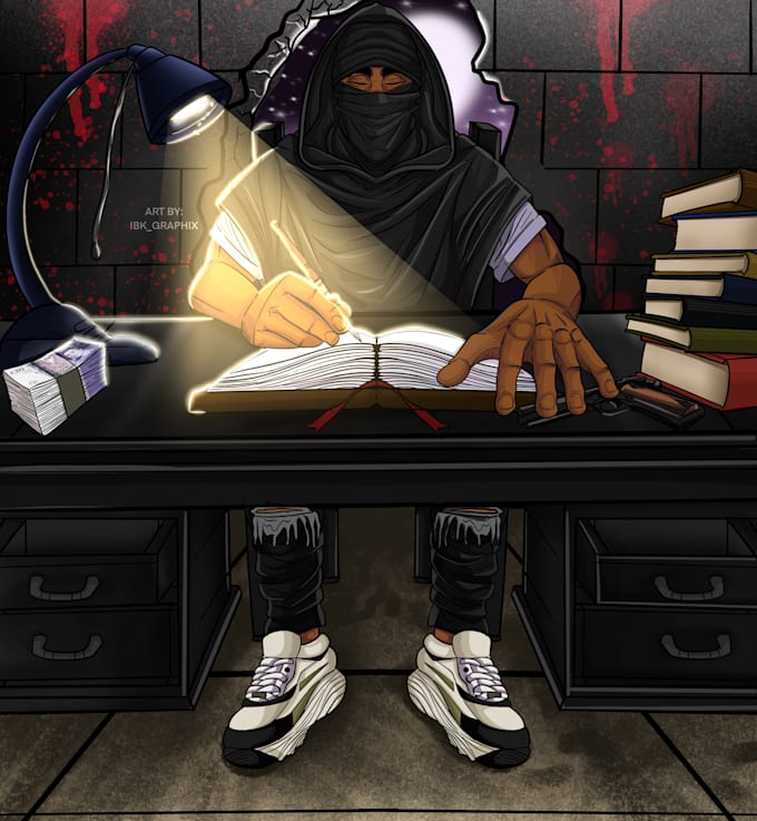 draw anime inspired emo rap hip hop album music cover art
