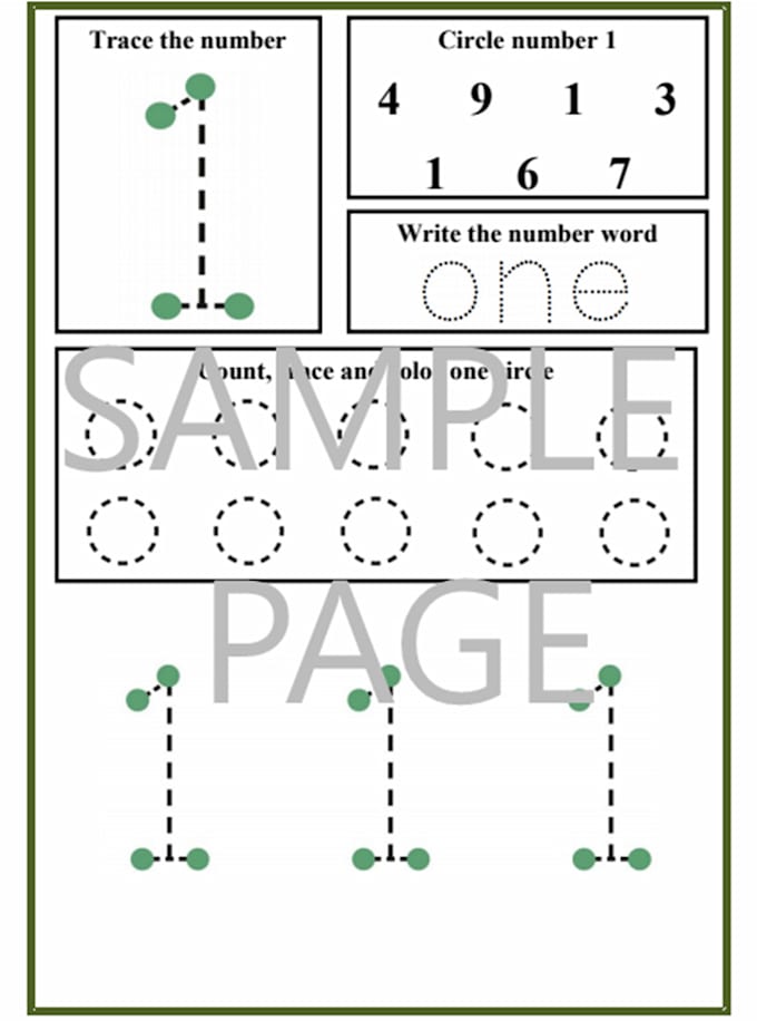 give commercial use number learning worksheets and workbook KDP