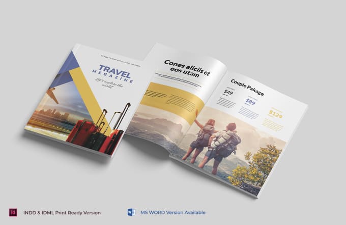 design creative travel brochure or travel magazine