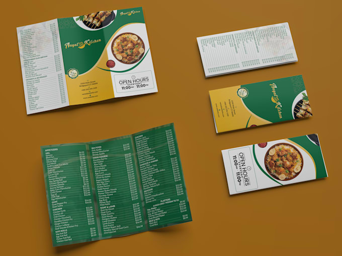 design professional  and creative restaurant menu card