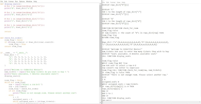 Convert pseudocode to python by Teckchuan98 | Fiverr