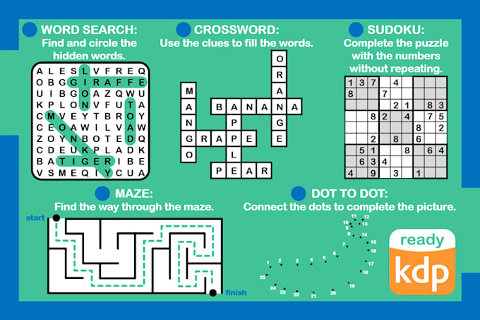 design kids activity and puzzle book interior for KDP