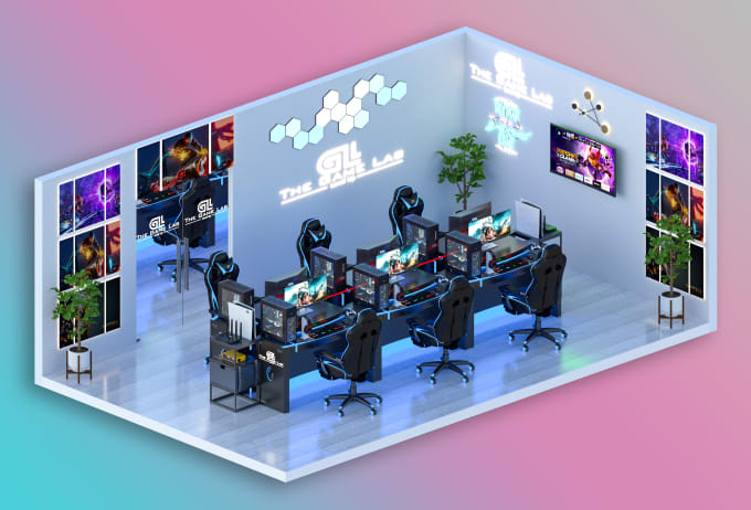 Do your gaming bed room design with isometric and interior setup in 3d by  Roy_antor