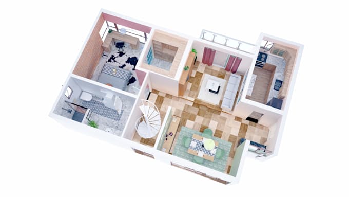 create a realistic 3d floor plan
