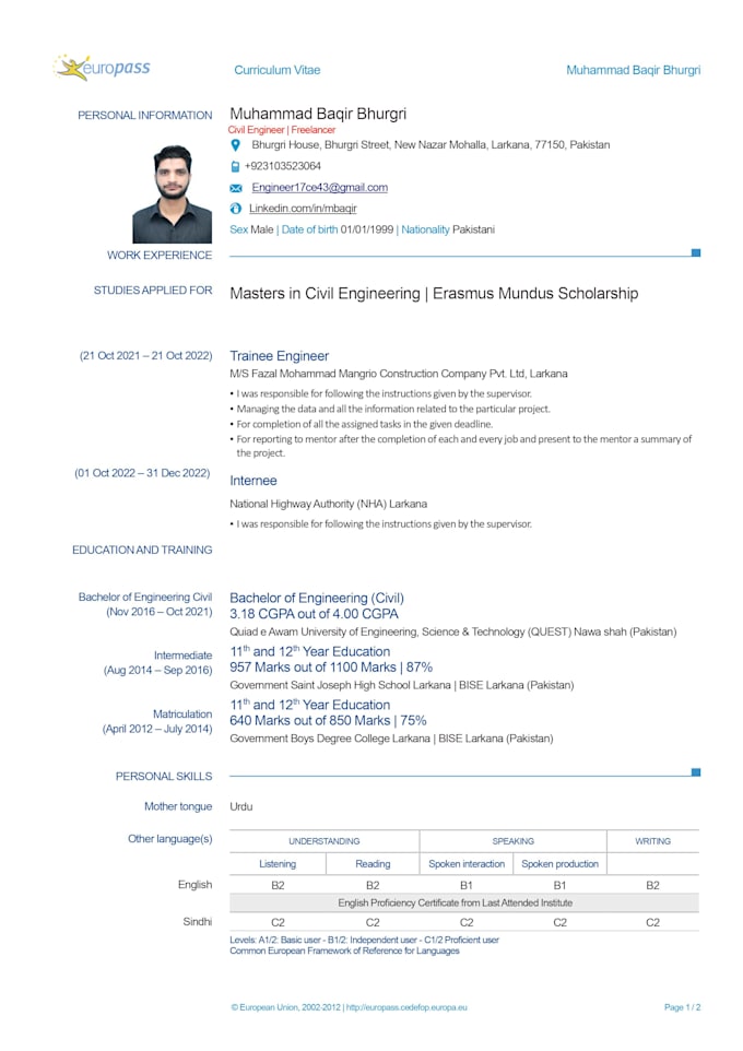 make resume, CV, cover letter, europass CV
