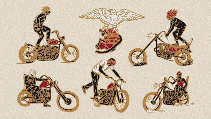 make design vector  handdrawn vintage motorcycle