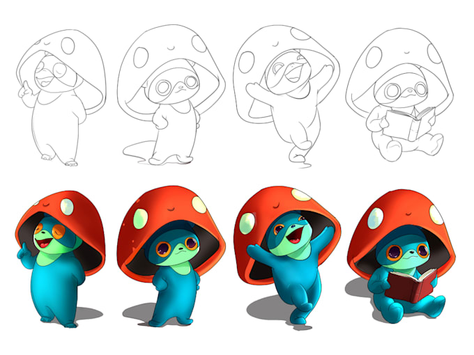 design original cartoon characters for books and games