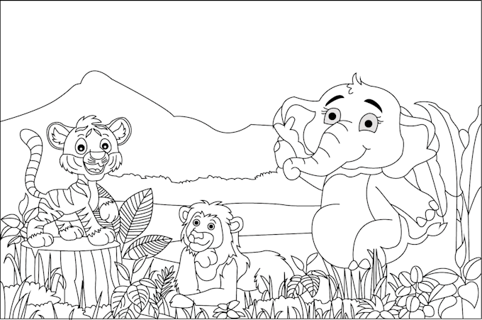 create colouring book pages for kids and children