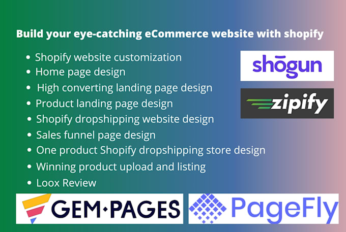 clone shopify store, product landing page by shogun, pagefly, gempages