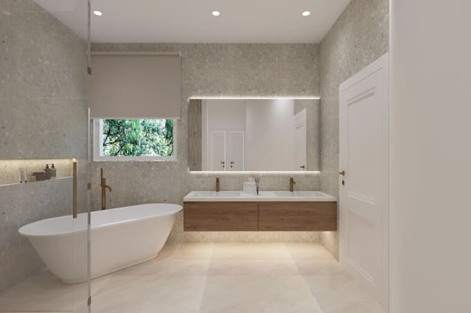 do 3d render and design your dreamy bathroom and closet
