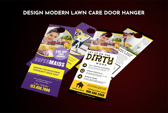 design modern lawn care door hanger