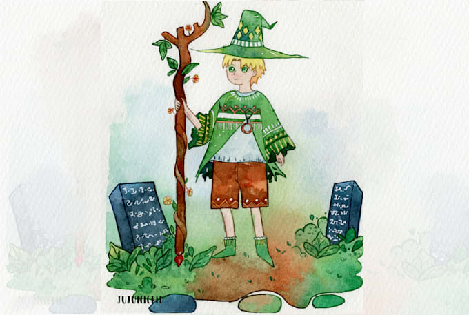 make digital watercolor children book illustration