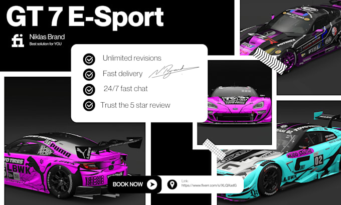 design a professional gt7 e sport racing livery