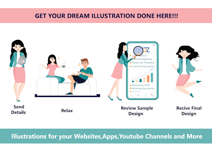 create illustration for websites,apps and business