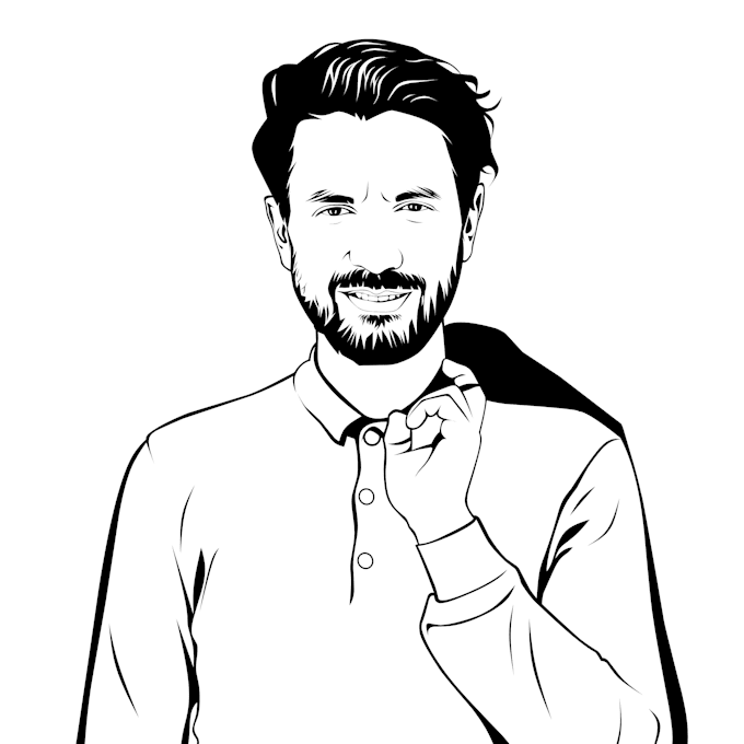 draw black and white line art portrait