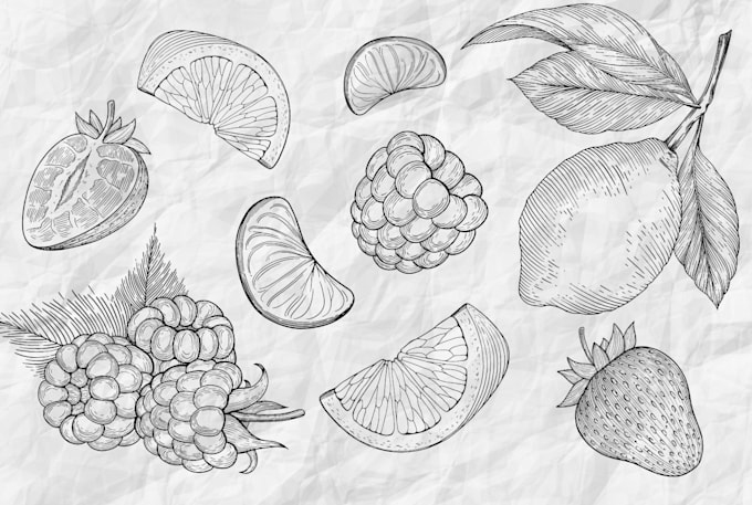 create fine line engraving stickers, illustrations, icons