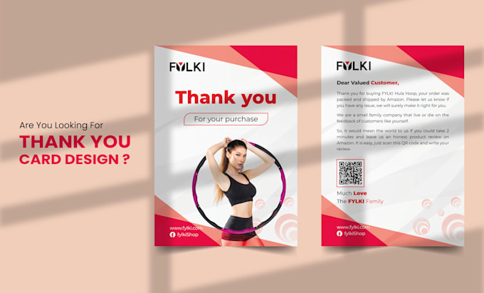 design amazon thank you card, product insert, package insert