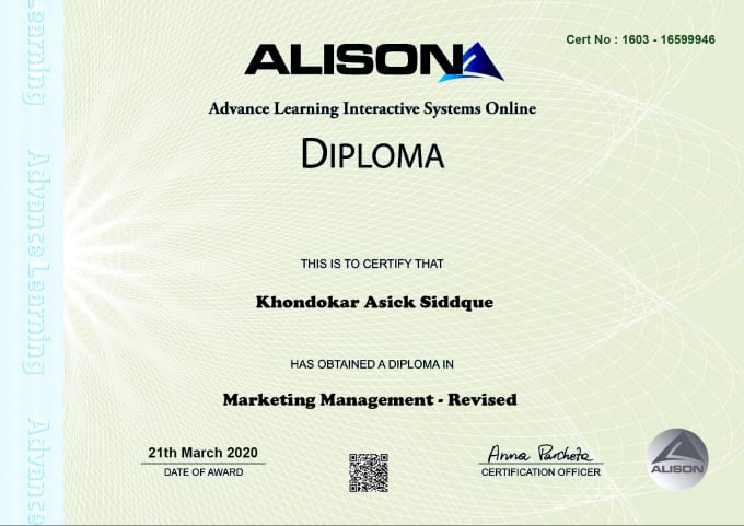 Help you to complete your diploma certificate on alison by Simanto1