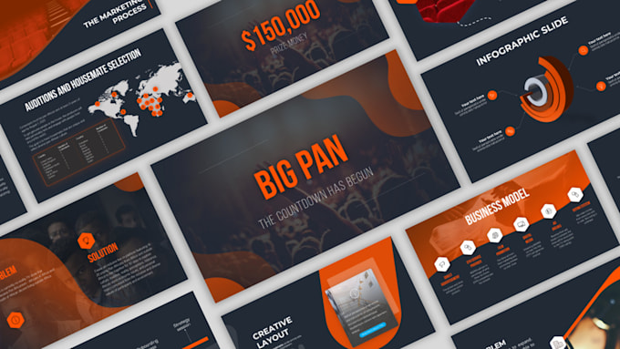 create modern powerpoint presentation design and company pitch deck