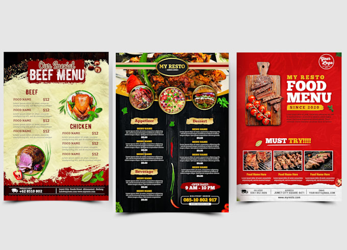 design modern, professional, custom digital restaurant menus