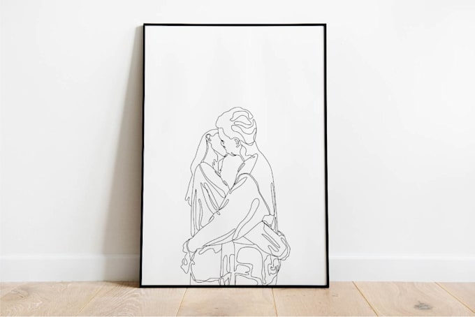 draw minimalist single line art cartoon couple portrait for a birthday gift