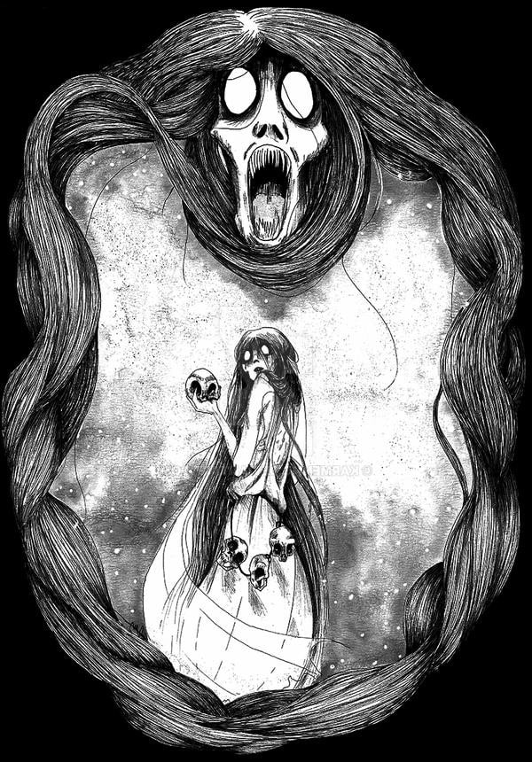 Draw creepy digital horror art illustration by Mofizsa Fiverr