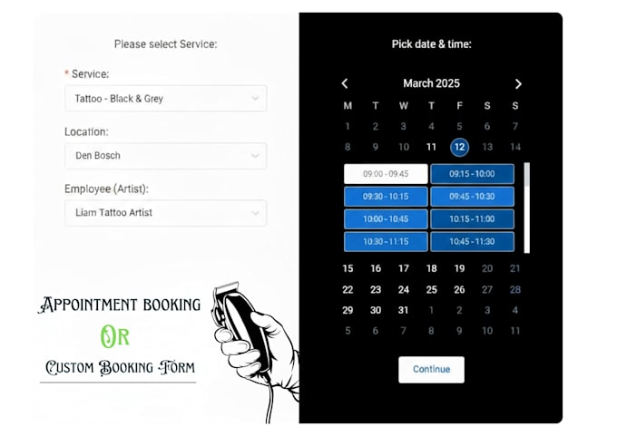 build a barbershop website with online booking and payments