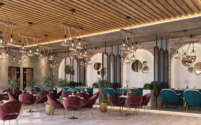 design luxury coffee bar and hotdog shop interior design
