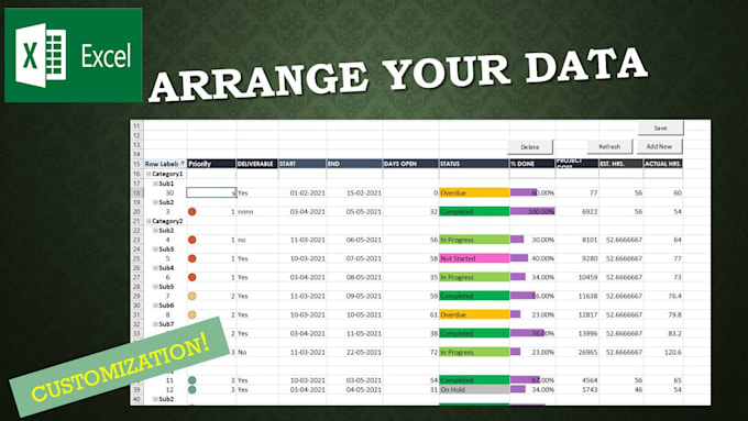 excel worksheet presentation in pivot table style