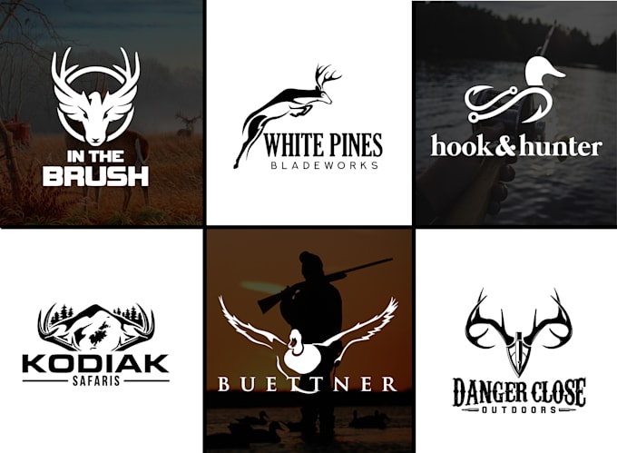 design modern creative outdoor fishing and hunting logo