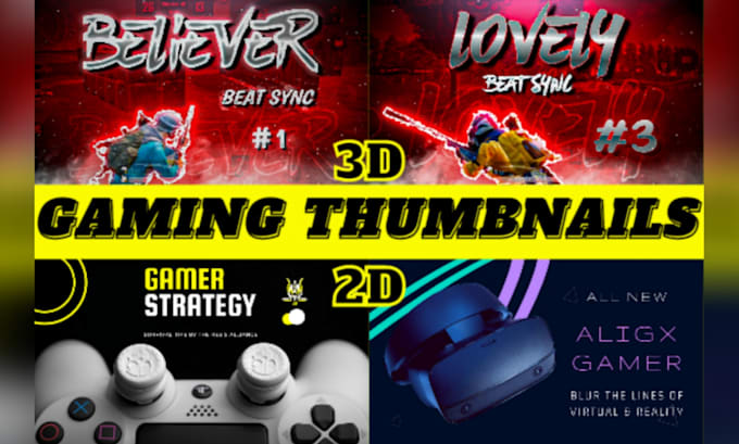 design attractive gaming thumbnail for youtube 2d or 3d