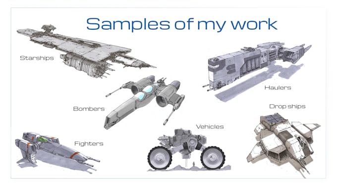 draw spaceship concept art or design a starship or scifi vehicle