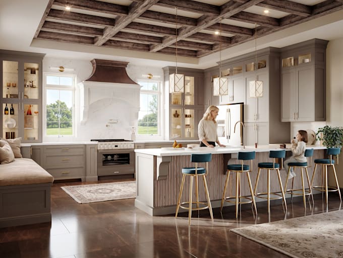 create a photorealistic 3d interior render