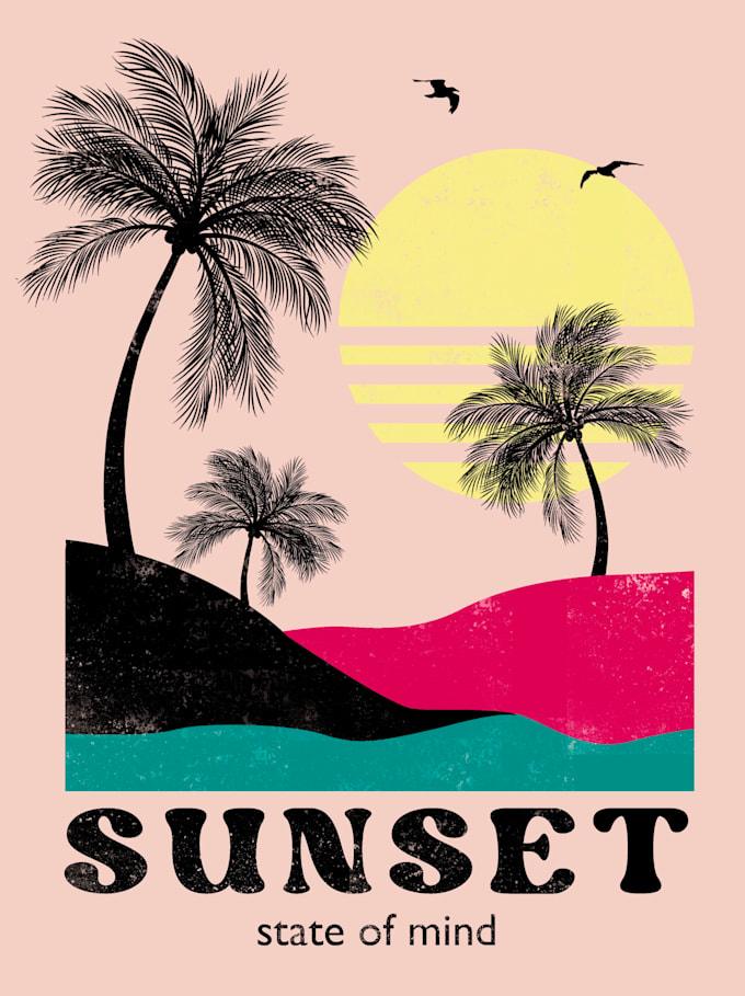 retro surf logo and t shirt design